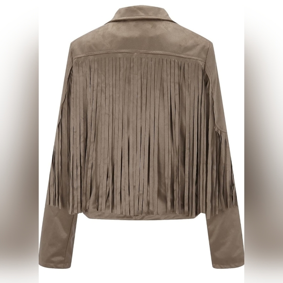 Western Boho Fringe Faux suede jacket. - Picture 4 of 7